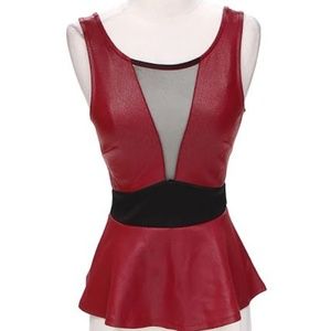 Body Central Trendy Maroon Faux Suede Tank/Blouse